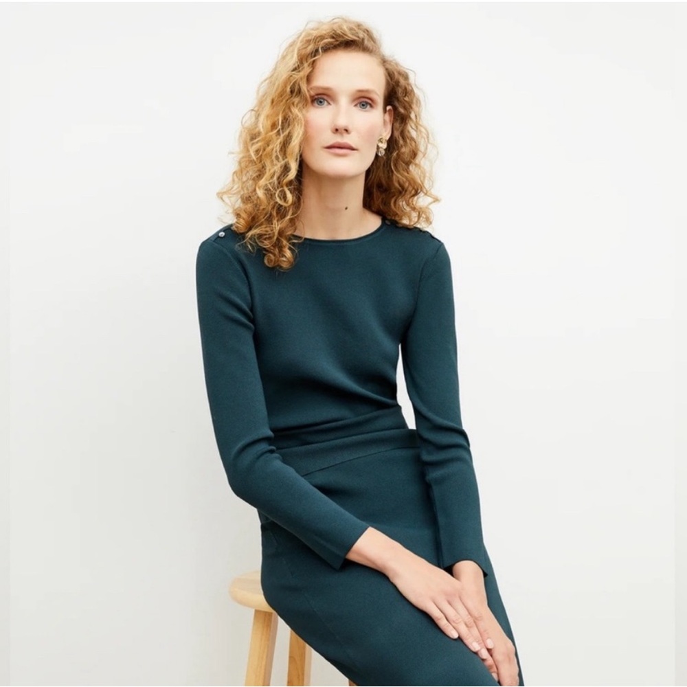 M.M. LaFleur Dark Green The Malin Top - Jardigan Knit | Size XL EUC